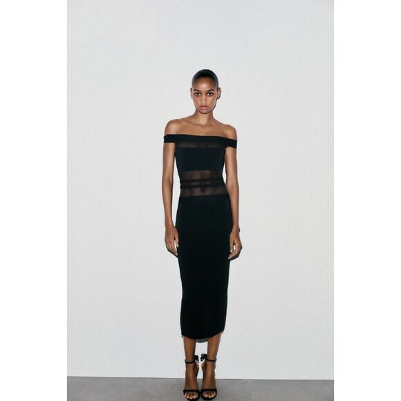ZARA CONTRAST STRETCH DRESS - Picture 2 of 10